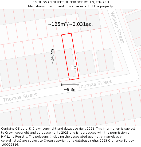 10, THOMAS STREET, TUNBRIDGE WELLS, TN4 9RN: Plot and title map