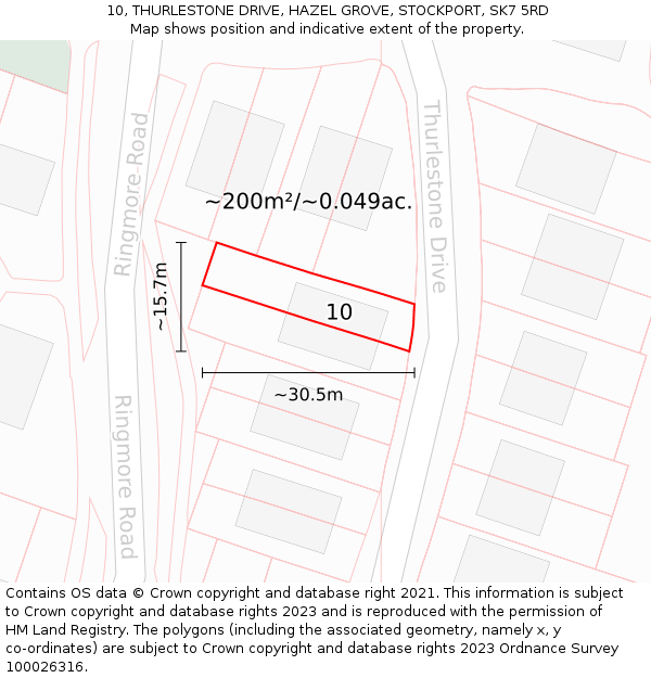 10, THURLESTONE DRIVE, HAZEL GROVE, STOCKPORT, SK7 5RD: Plot and title map