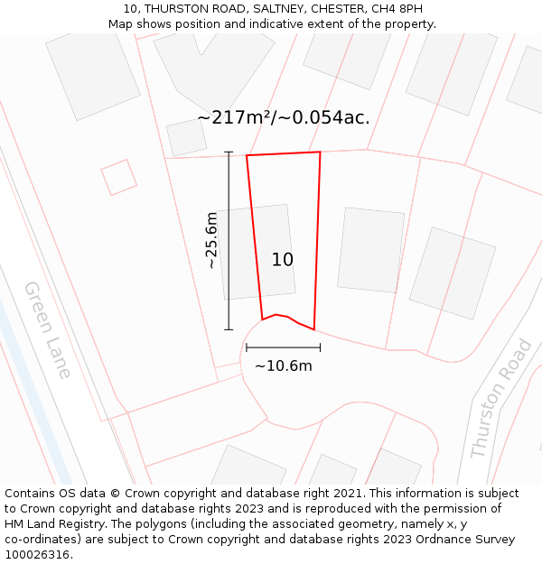 10, THURSTON ROAD, SALTNEY, CHESTER, CH4 8PH: Plot and title map