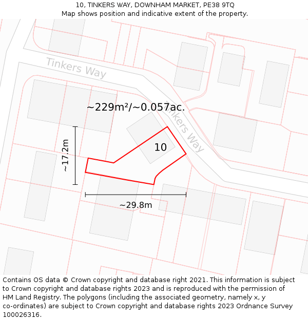 10, TINKERS WAY, DOWNHAM MARKET, PE38 9TQ: Plot and title map