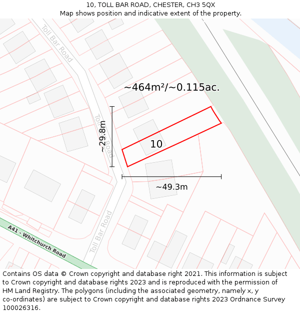 10, TOLL BAR ROAD, CHESTER, CH3 5QX: Plot and title map