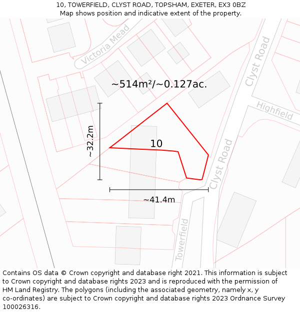 10, TOWERFIELD, CLYST ROAD, TOPSHAM, EXETER, EX3 0BZ: Plot and title map