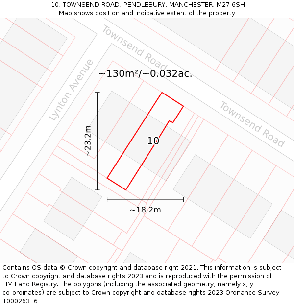 10, TOWNSEND ROAD, PENDLEBURY, MANCHESTER, M27 6SH: Plot and title map