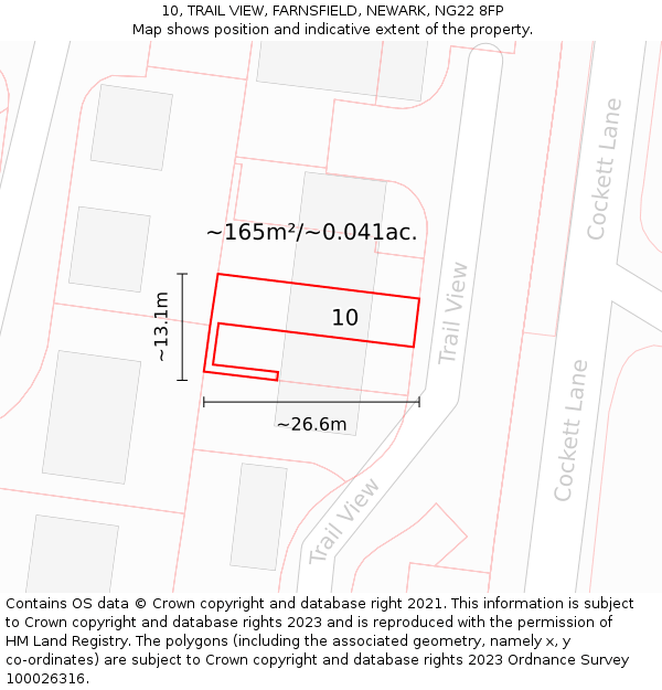 10, TRAIL VIEW, FARNSFIELD, NEWARK, NG22 8FP: Plot and title map