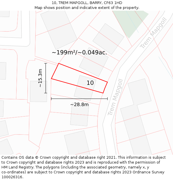 10, TREM MAPGOLL, BARRY, CF63 1HD: Plot and title map