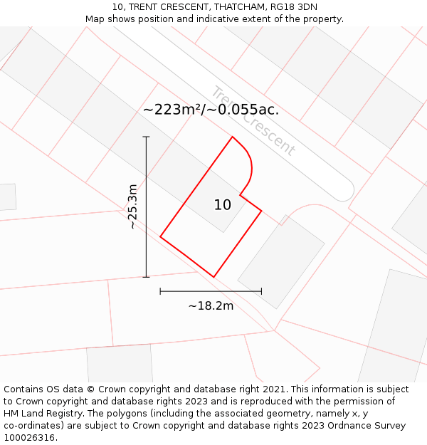 10, TRENT CRESCENT, THATCHAM, RG18 3DN: Plot and title map