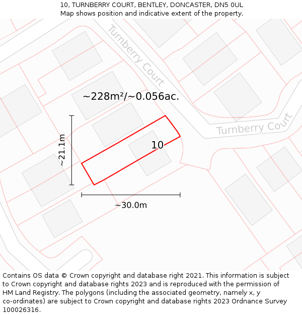 10, TURNBERRY COURT, BENTLEY, DONCASTER, DN5 0UL: Plot and title map