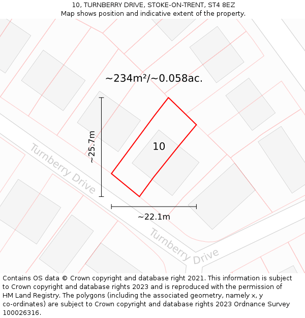 10, TURNBERRY DRIVE, STOKE-ON-TRENT, ST4 8EZ: Plot and title map