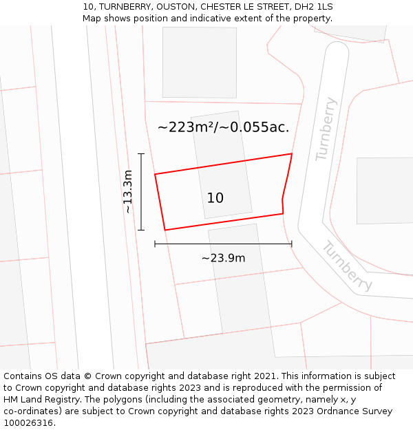 10, TURNBERRY, OUSTON, CHESTER LE STREET, DH2 1LS: Plot and title map