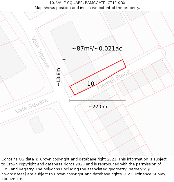 10, VALE SQUARE, RAMSGATE, CT11 9BX: Plot and title map