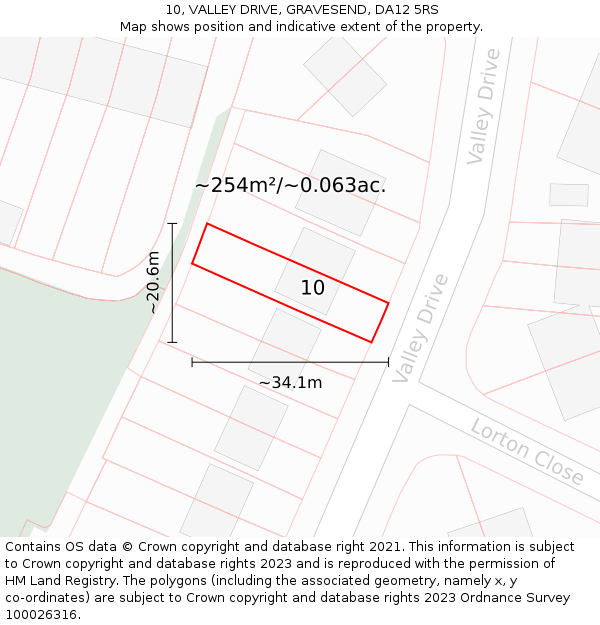 10, VALLEY DRIVE, GRAVESEND, DA12 5RS: Plot and title map