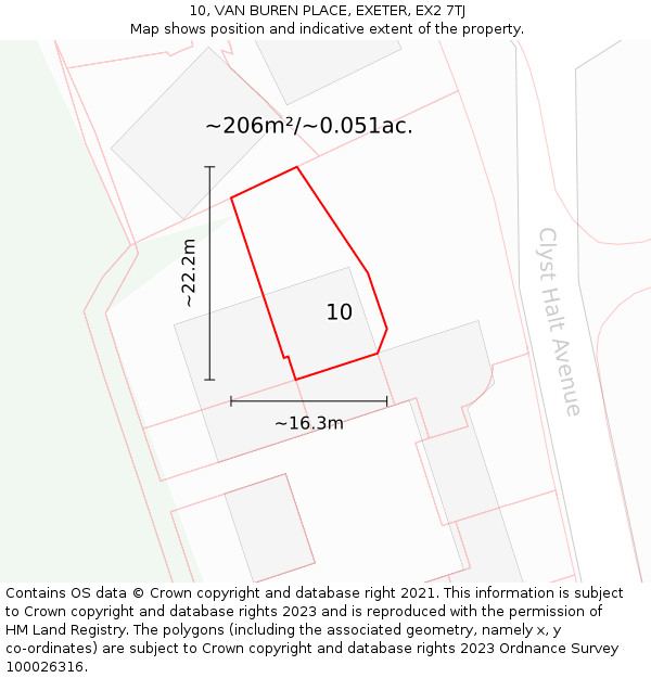 10, VAN BUREN PLACE, EXETER, EX2 7TJ: Plot and title map