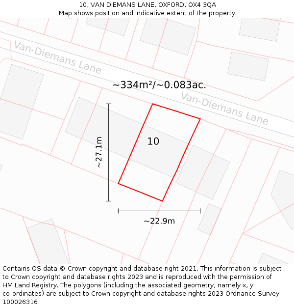 10, VAN DIEMANS LANE, OXFORD, OX4 3QA: Plot and title map