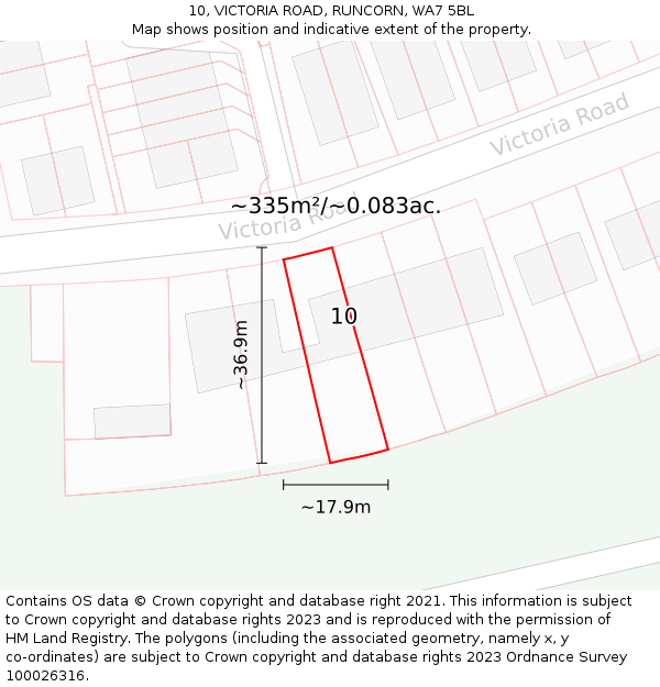 10, VICTORIA ROAD, RUNCORN, WA7 5BL: Plot and title map