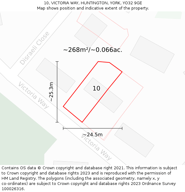 10, VICTORIA WAY, HUNTINGTON, YORK, YO32 9GE: Plot and title map