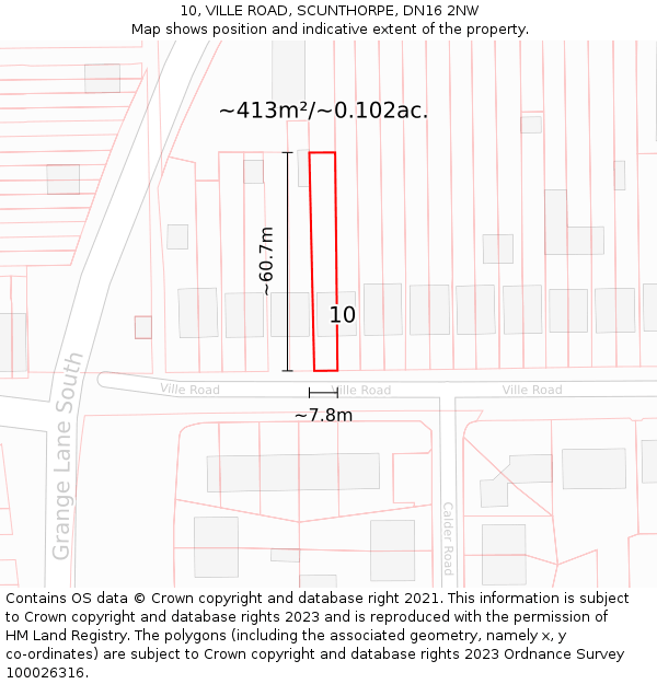 10, VILLE ROAD, SCUNTHORPE, DN16 2NW: Plot and title map