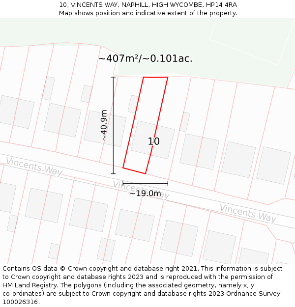 10, VINCENTS WAY, NAPHILL, HIGH WYCOMBE, HP14 4RA: Plot and title map