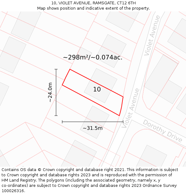 10, VIOLET AVENUE, RAMSGATE, CT12 6TH: Plot and title map