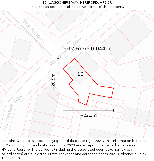 10, WAGGONERS WAY, HEREFORD, HR2 6RJ: Plot and title map