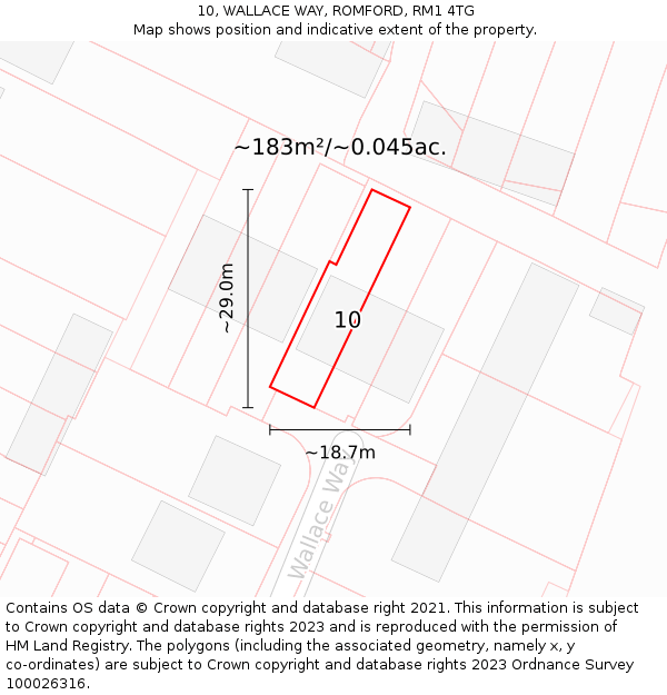 10, WALLACE WAY, ROMFORD, RM1 4TG: Plot and title map