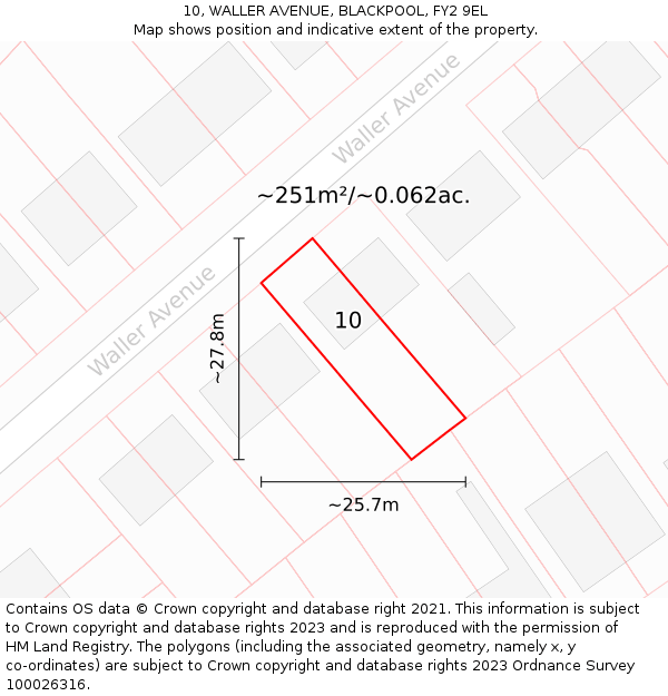 10, WALLER AVENUE, BLACKPOOL, FY2 9EL: Plot and title map