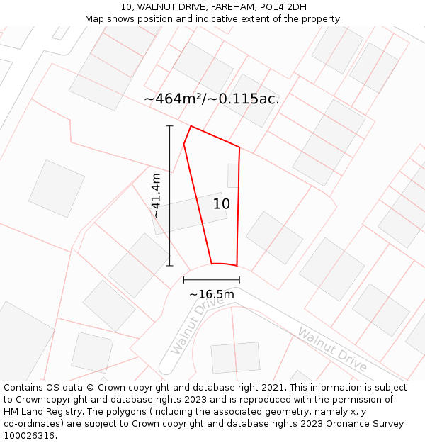 10, WALNUT DRIVE, FAREHAM, PO14 2DH: Plot and title map