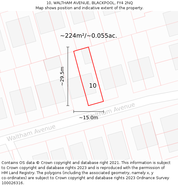 10, WALTHAM AVENUE, BLACKPOOL, FY4 2NQ: Plot and title map