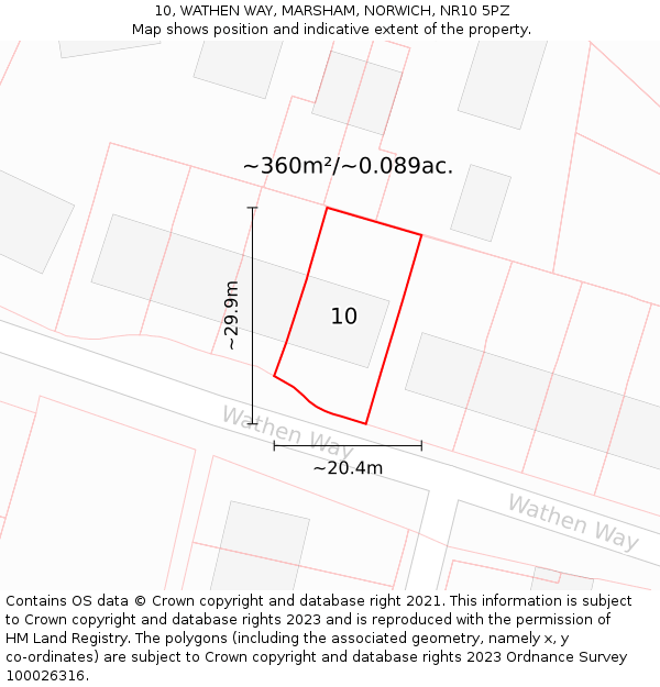 10, WATHEN WAY, MARSHAM, NORWICH, NR10 5PZ: Plot and title map