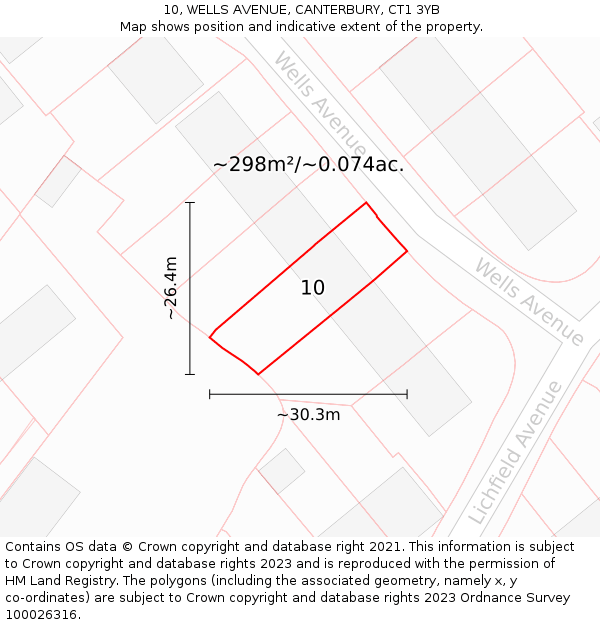 10, WELLS AVENUE, CANTERBURY, CT1 3YB: Plot and title map