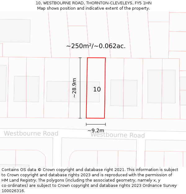 10, WESTBOURNE ROAD, THORNTON-CLEVELEYS, FY5 1HN: Plot and title map