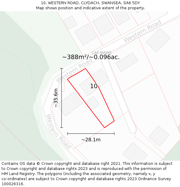 10, WESTERN ROAD, CLYDACH, SWANSEA, SA6 5DY: Plot and title map