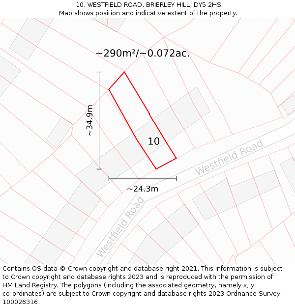 10, WESTFIELD ROAD, BRIERLEY HILL, DY5 2HS: Plot and title map