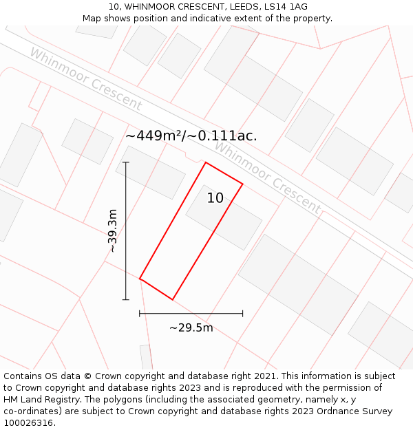 10, WHINMOOR CRESCENT, LEEDS, LS14 1AG: Plot and title map