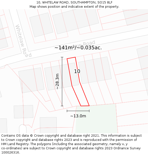 10, WHITELAW ROAD, SOUTHAMPTON, SO15 8LF: Plot and title map