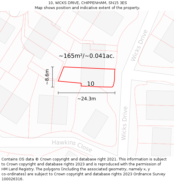 10, WICKS DRIVE, CHIPPENHAM, SN15 3ES: Plot and title map