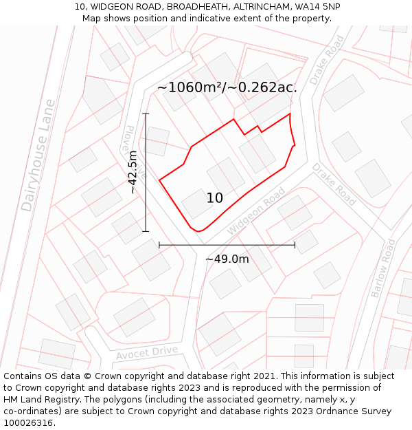 10, WIDGEON ROAD, BROADHEATH, ALTRINCHAM, WA14 5NP: Plot and title map