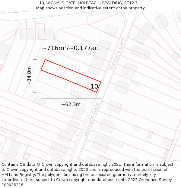 10, WIGNALS GATE, HOLBEACH, SPALDING, PE12 7HL: Plot and title map