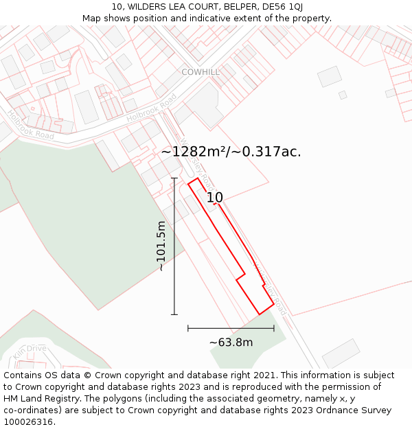 10, WILDERS LEA COURT, BELPER, DE56 1QJ: Plot and title map