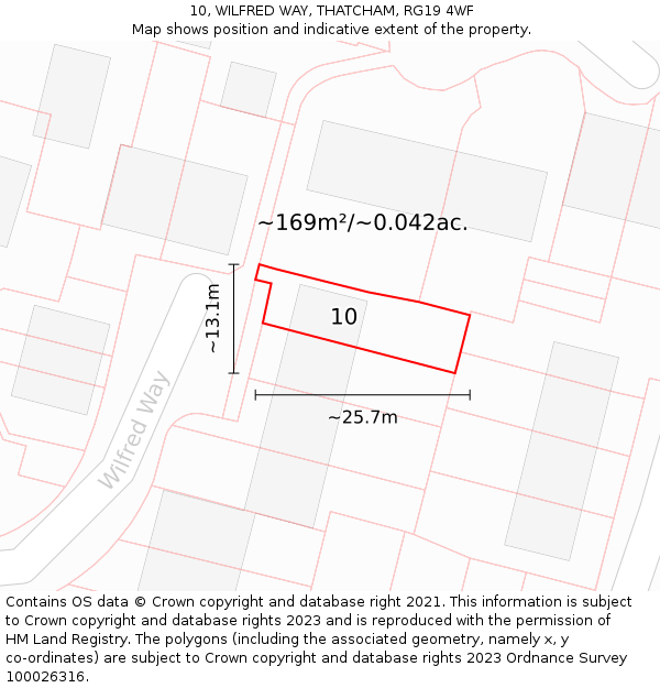 10, WILFRED WAY, THATCHAM, RG19 4WF: Plot and title map