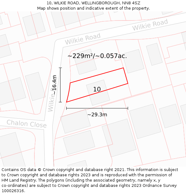 10, WILKIE ROAD, WELLINGBOROUGH, NN8 4SZ: Plot and title map