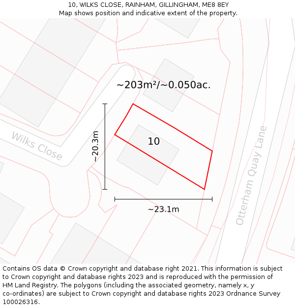 10, WILKS CLOSE, RAINHAM, GILLINGHAM, ME8 8EY: Plot and title map