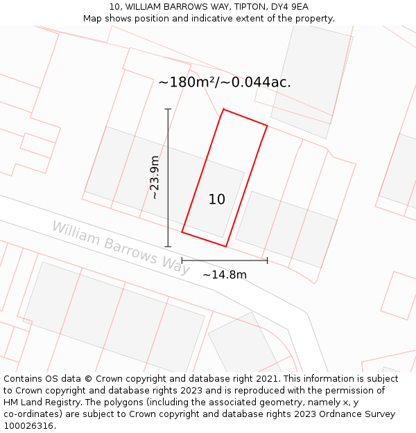 10, WILLIAM BARROWS WAY, TIPTON, DY4 9EA: Plot and title map