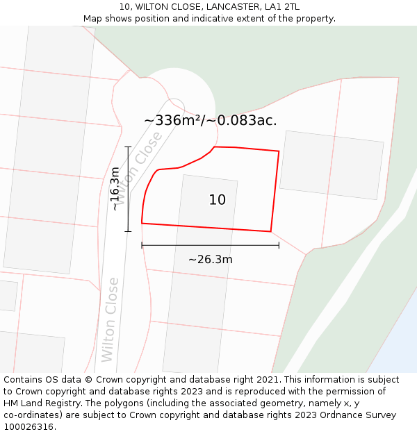 10, WILTON CLOSE, LANCASTER, LA1 2TL: Plot and title map