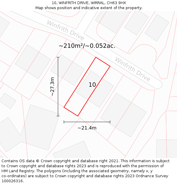 10, WINFRITH DRIVE, WIRRAL, CH63 9HX: Plot and title map