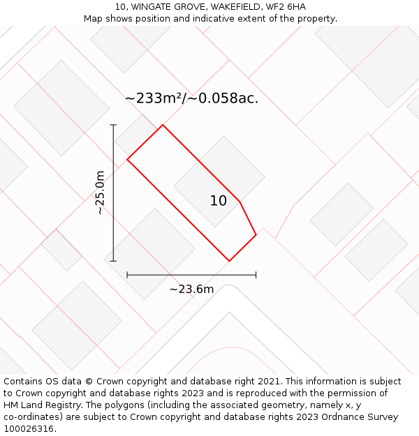 10, WINGATE GROVE, WAKEFIELD, WF2 6HA: Plot and title map