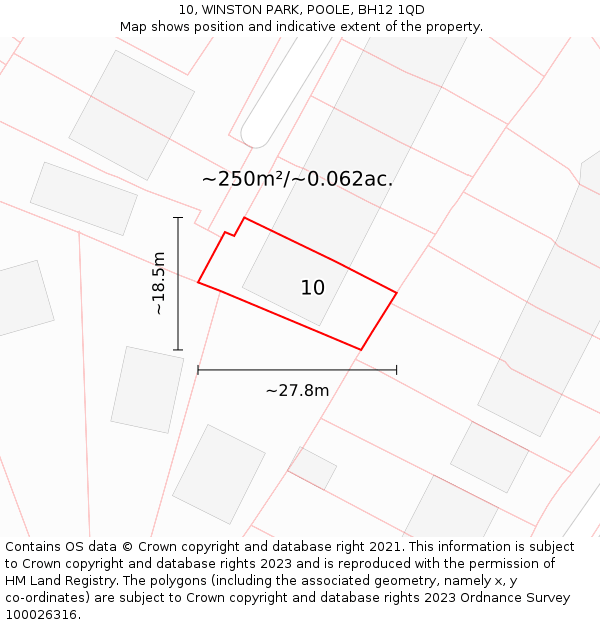 10, WINSTON PARK, POOLE, BH12 1QD: Plot and title map