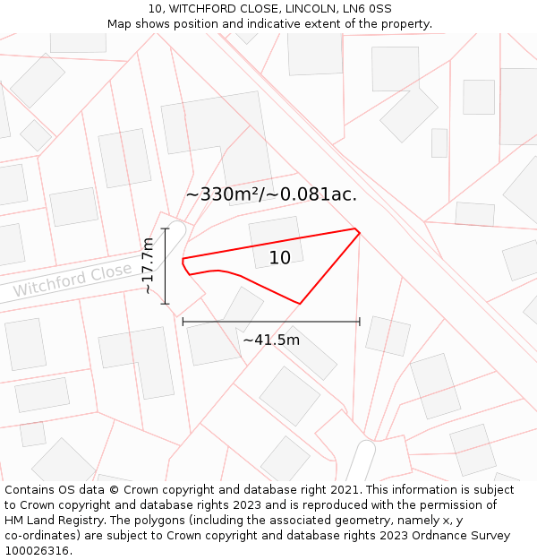 10, WITCHFORD CLOSE, LINCOLN, LN6 0SS: Plot and title map