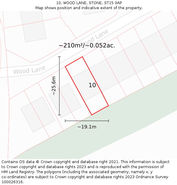 10, WOOD LANE, STONE, ST15 0AP: Plot and title map