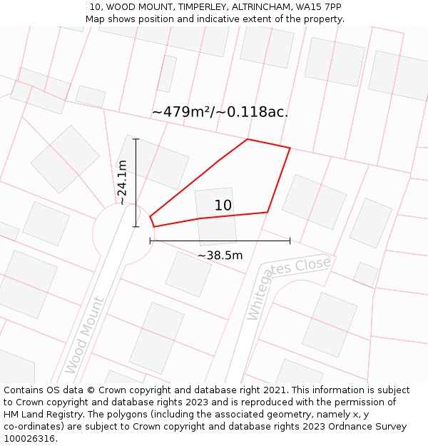 10, WOOD MOUNT, TIMPERLEY, ALTRINCHAM, WA15 7PP: Plot and title map