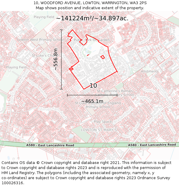 10, WOODFORD AVENUE, LOWTON, WARRINGTON, WA3 2PS: Plot and title map